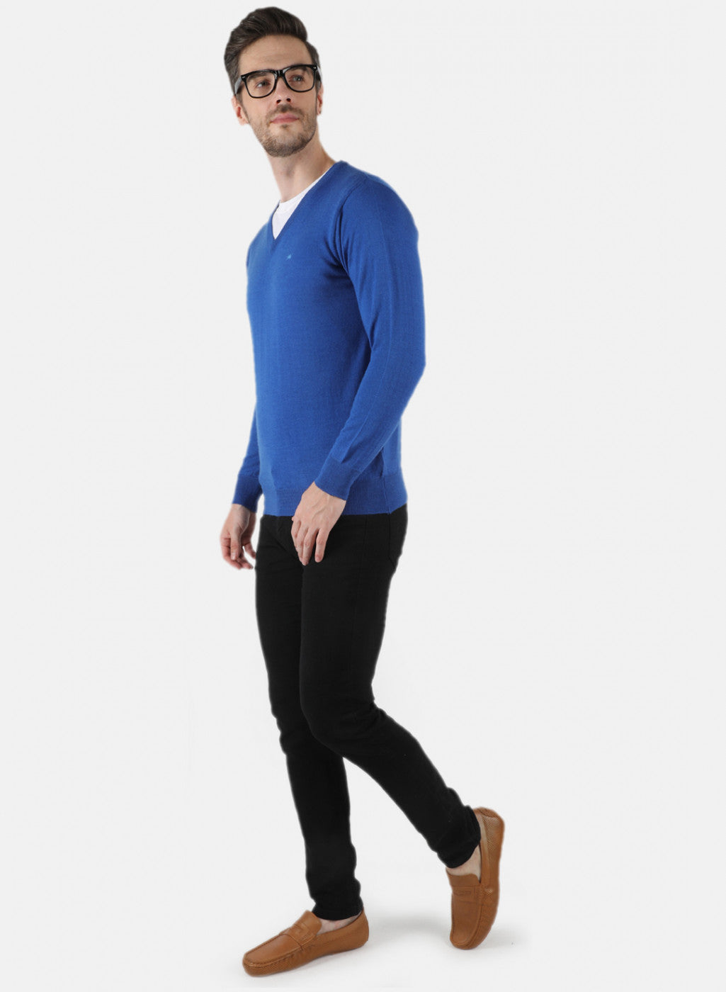 Men Blue Solid Pullover