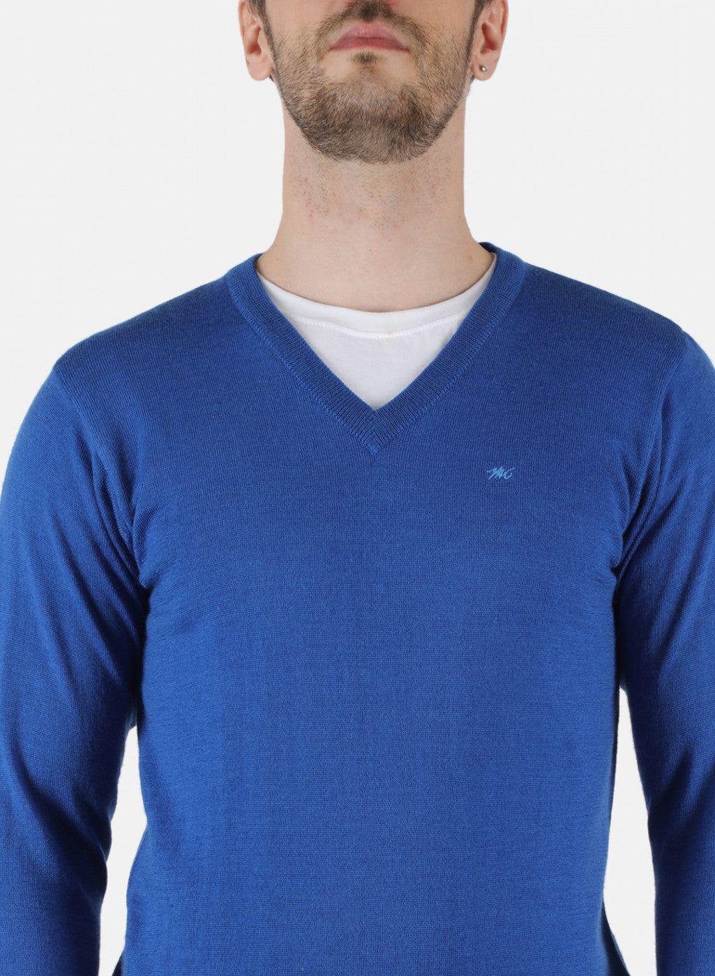 Men Blue Solid Pullover