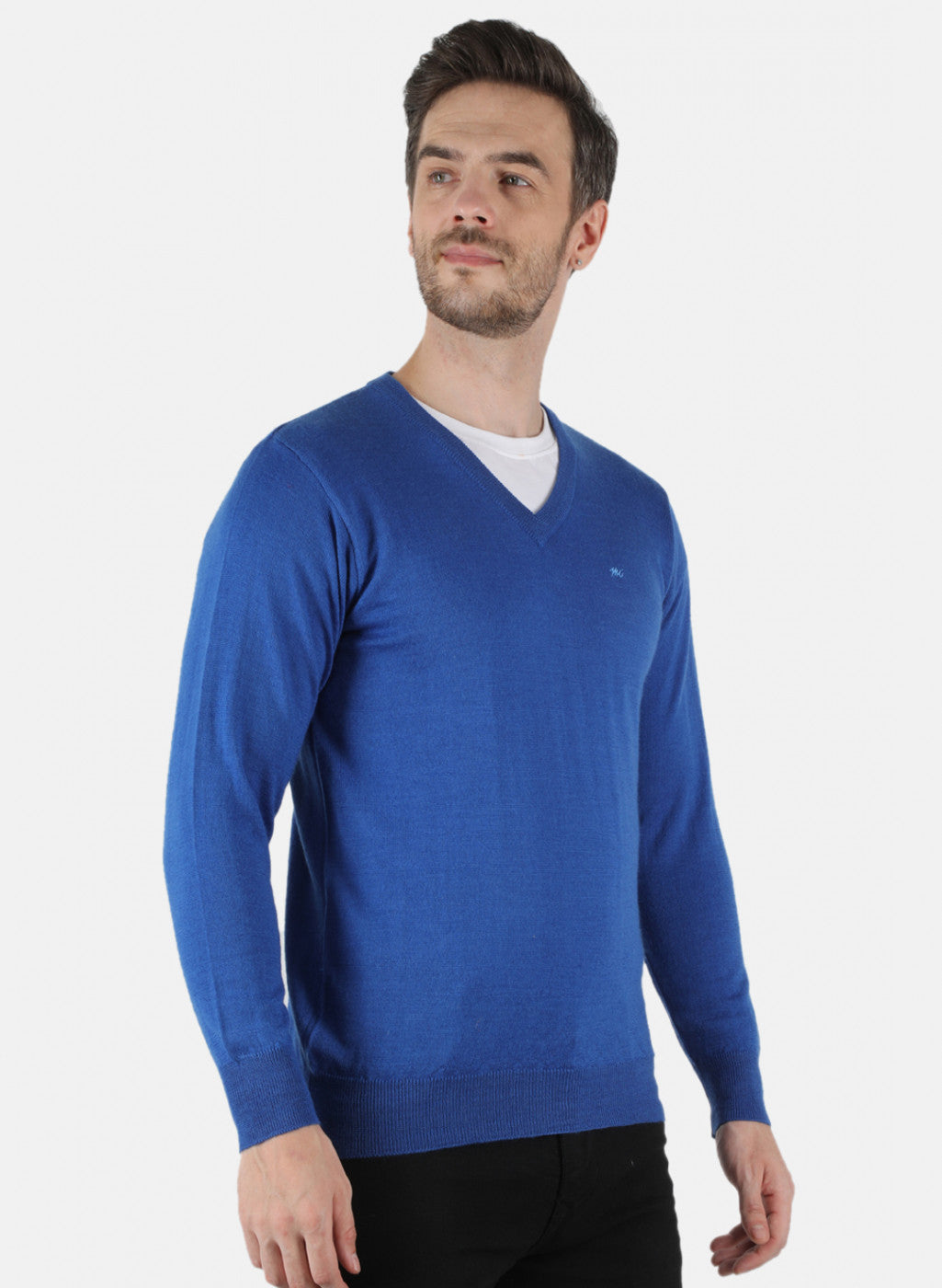 Men Blue Solid Pullover