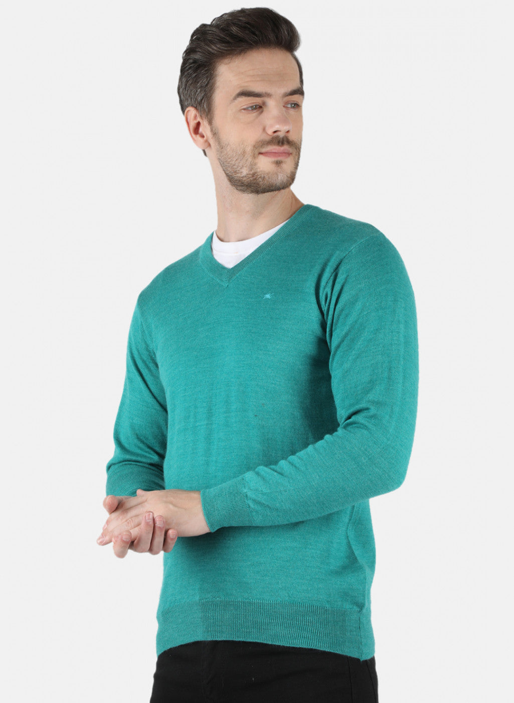 Men Green Solid Pullover