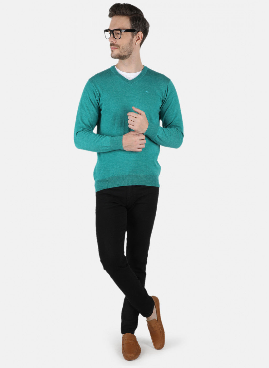 Men Green Solid Pullover