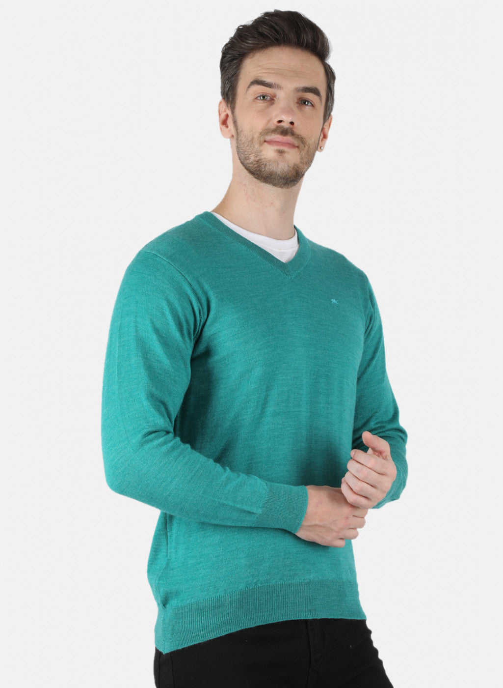 Men Green Solid Pullover