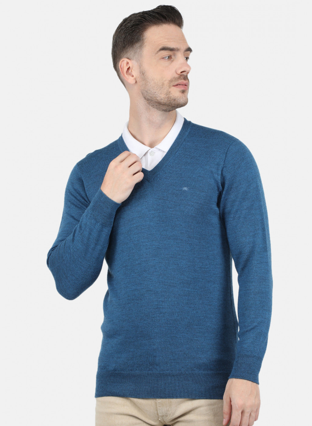 Men Blue Solid Pullover