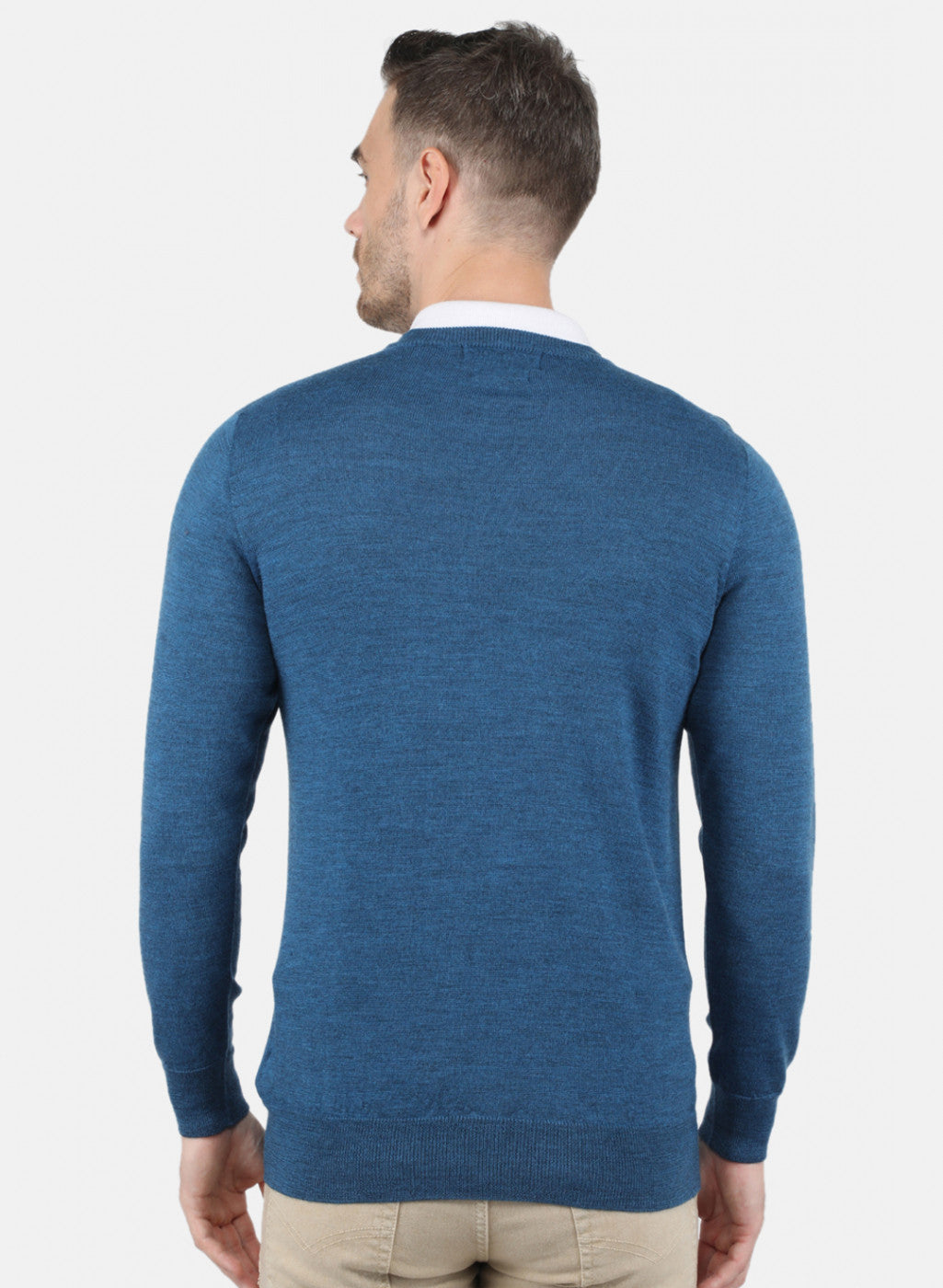 Men Blue Solid Pullover