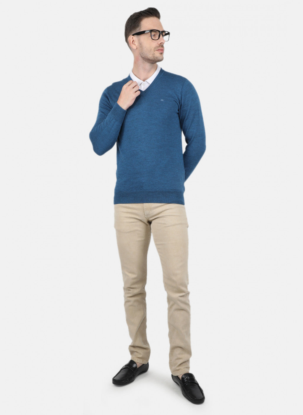 Men Blue Solid Pullover