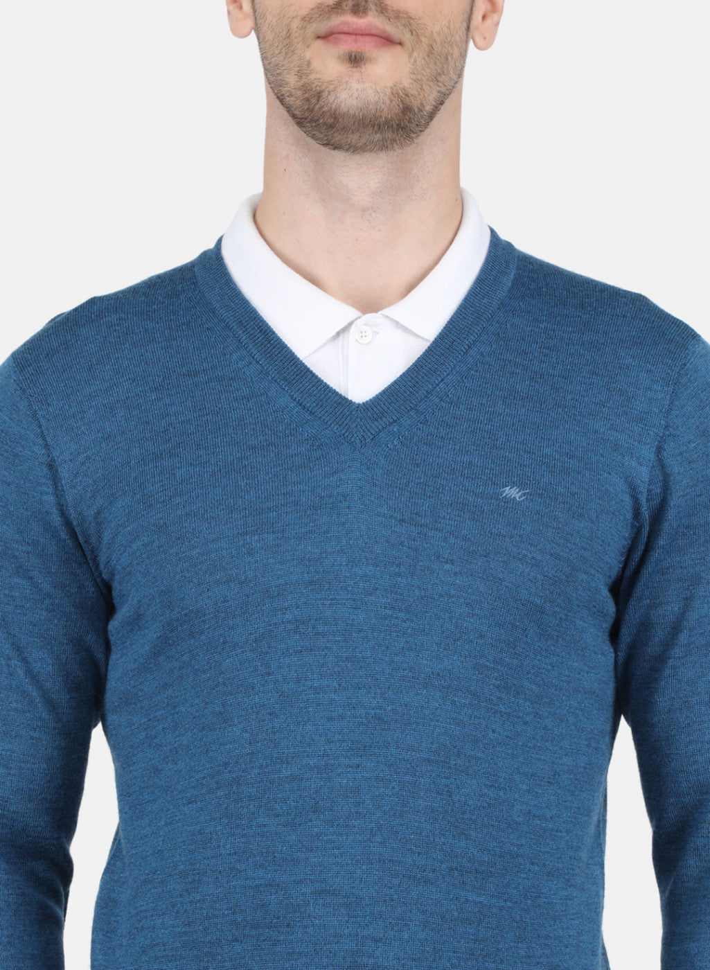 Men Blue Solid Pullover