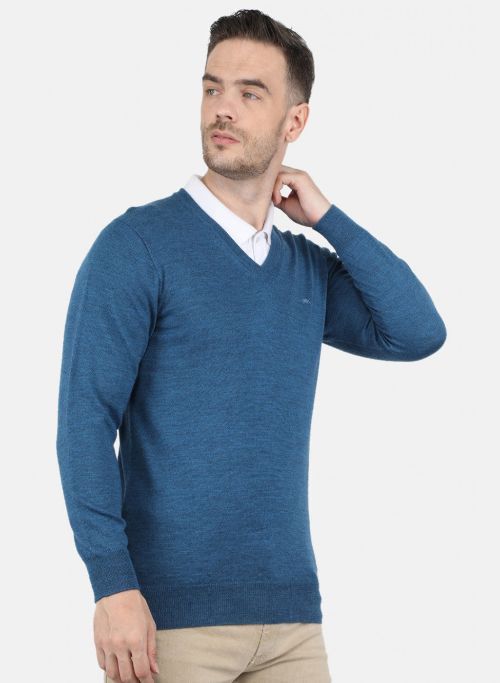 Men Blue Solid Pullover