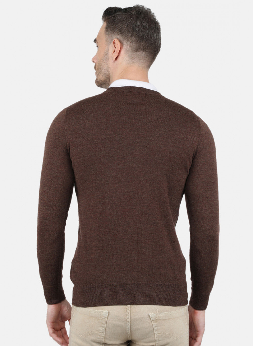 Men Brown Solid Pullover