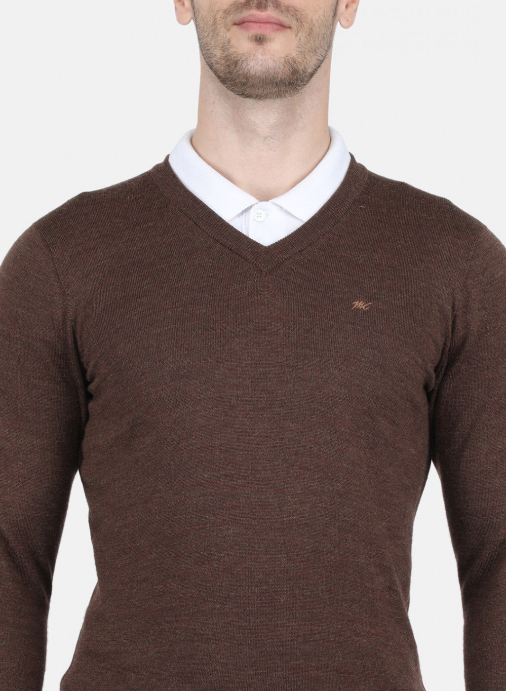 Men Brown Solid Pullover