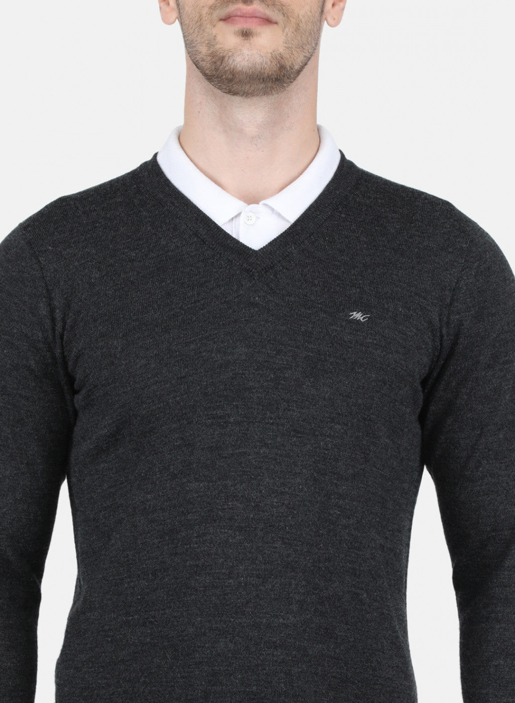 Men Grey Solid Pullover