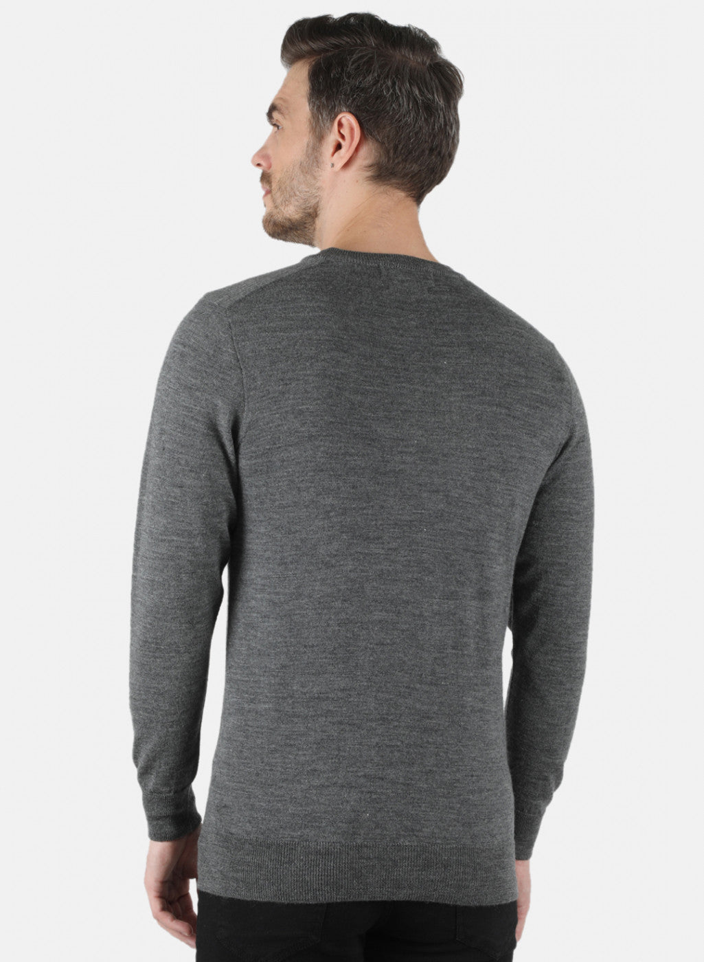 Men Grey Solid Pullover