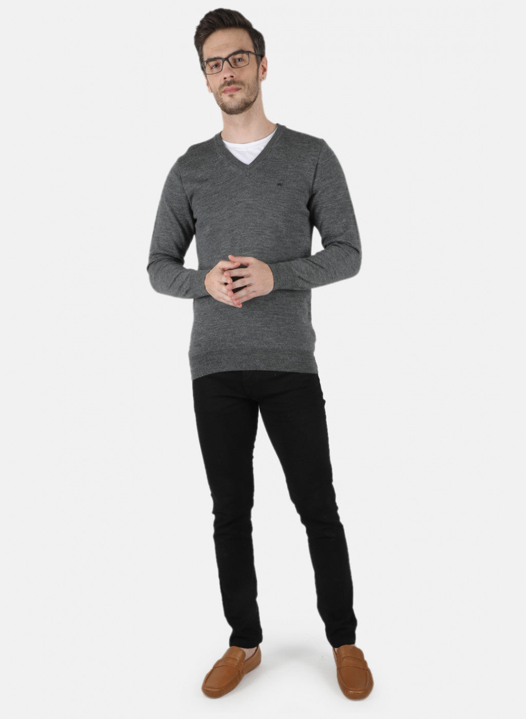 Men Grey Solid Pullover