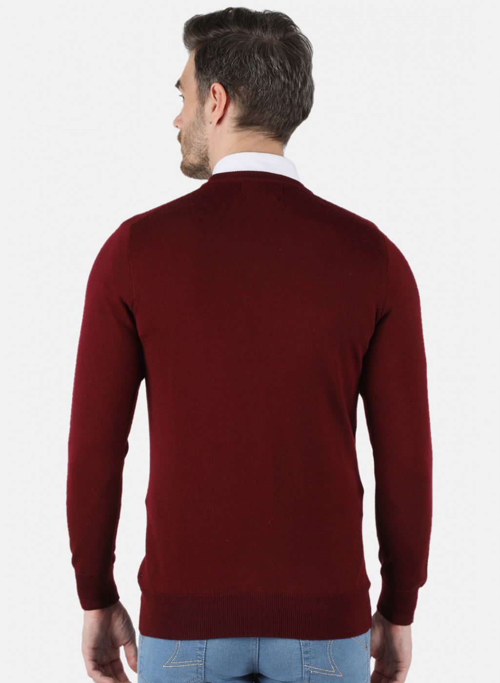 Men Maroon Solid Pullover