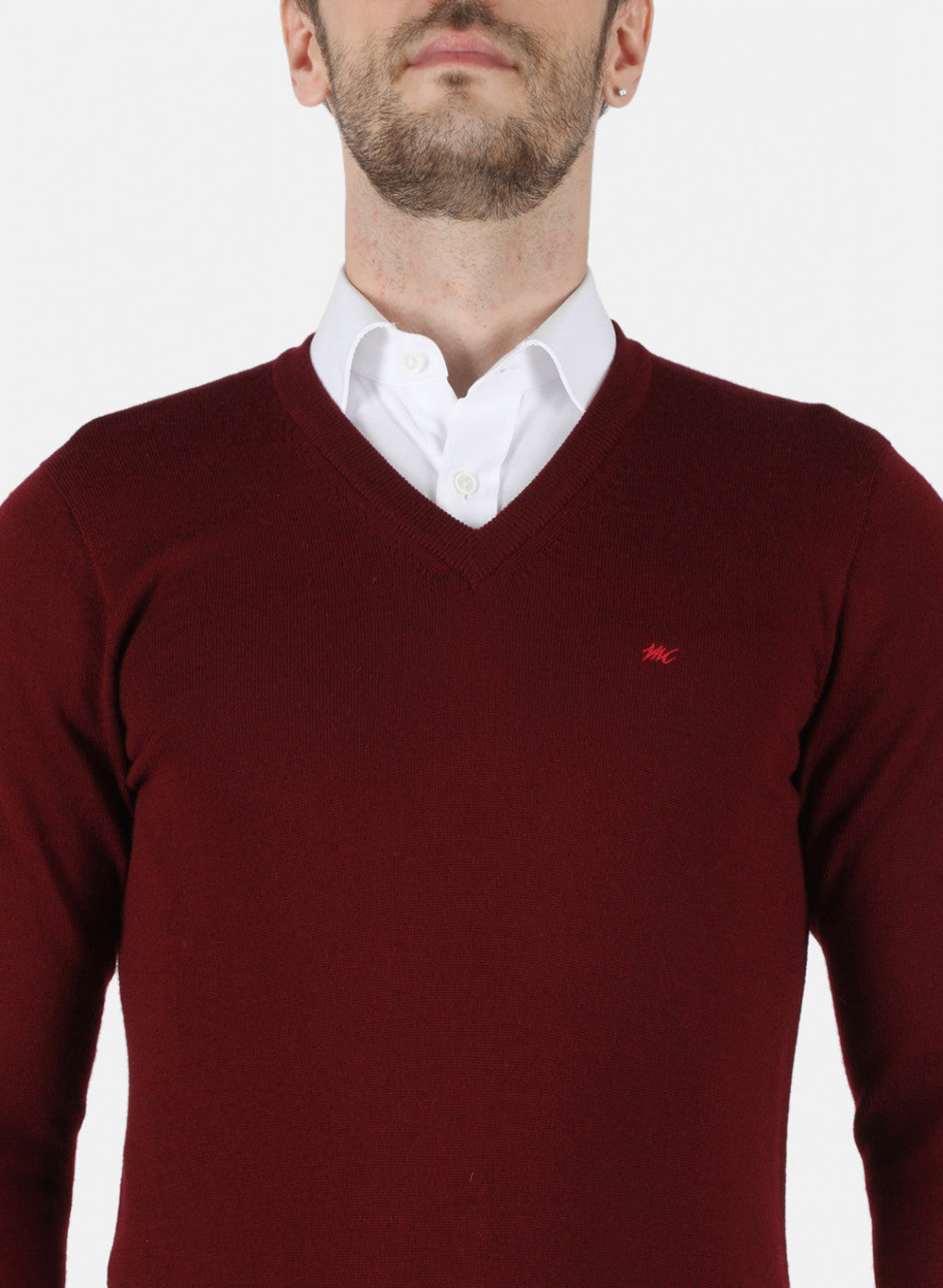 Men Maroon Solid Pullover