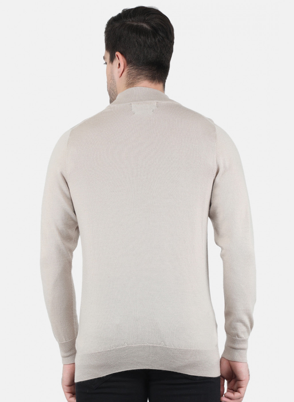 Men Beige Solid Pullover