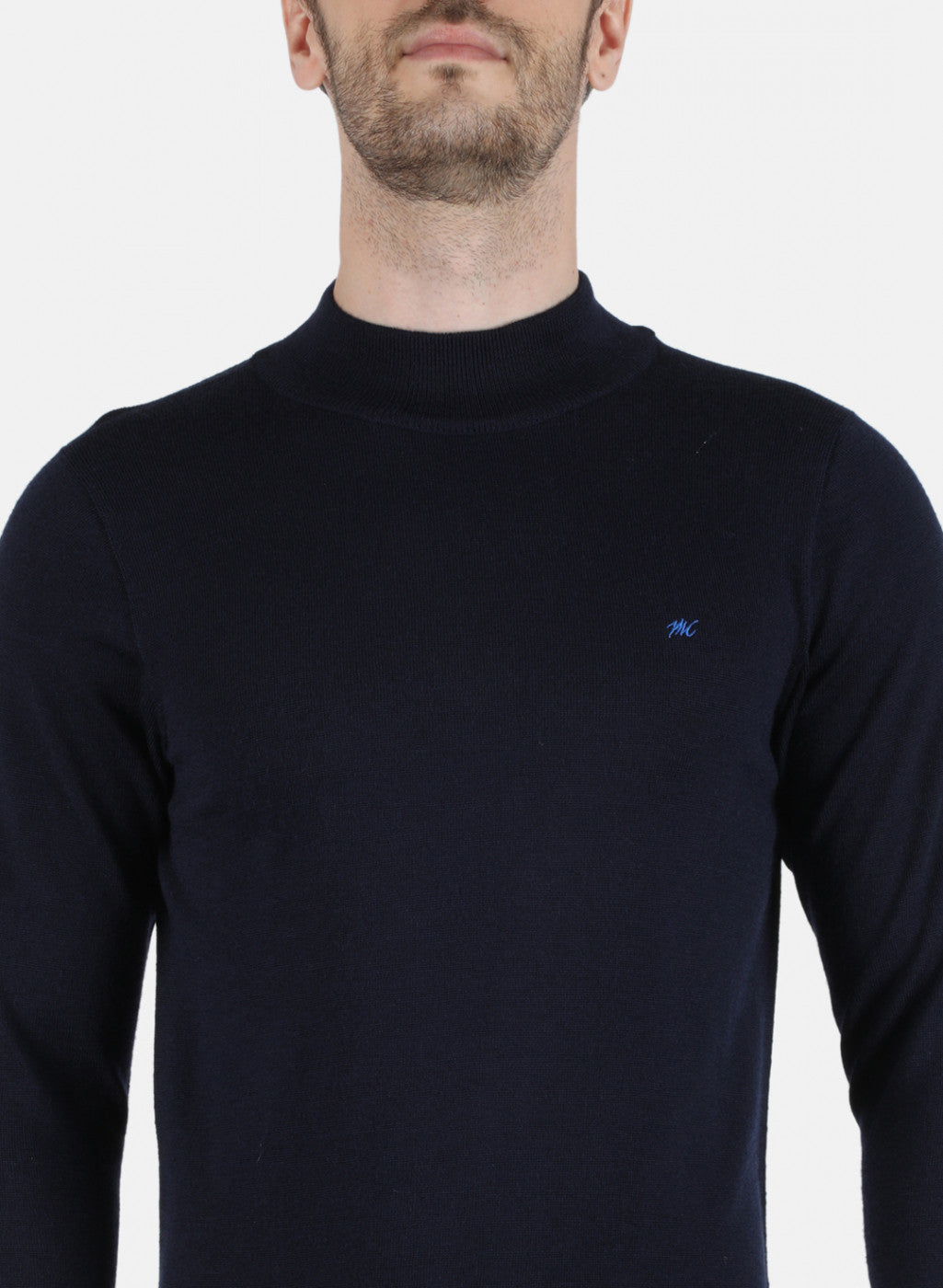 Men NAvy Blue Solid Pullover