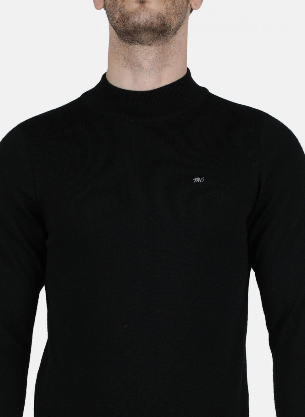 Men Black Solid Pullover