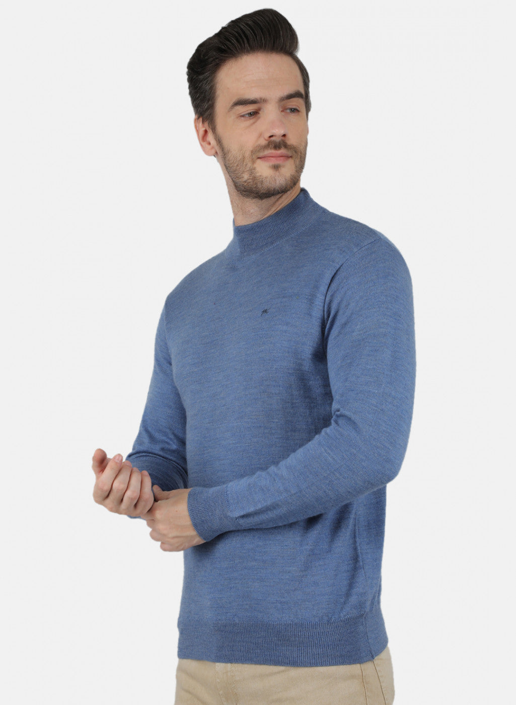 Men Blue Solid Pullover