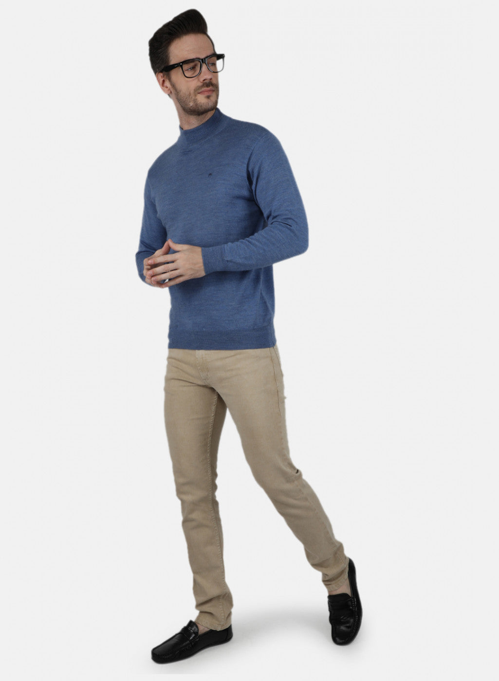 Men Blue Solid Pullover