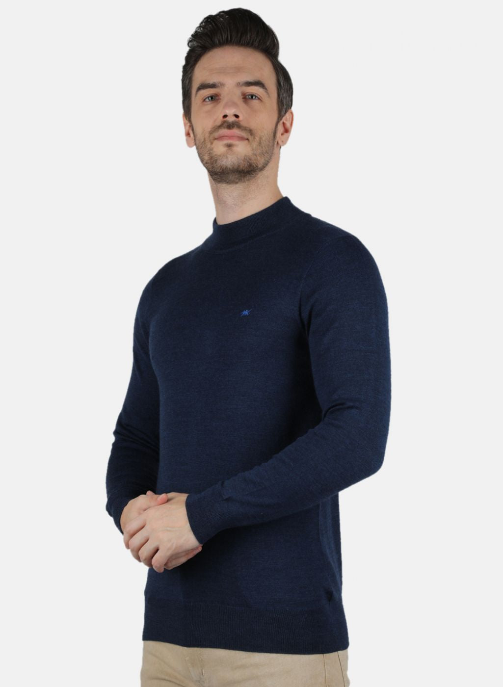 Men NAvy Blue Solid Pullover