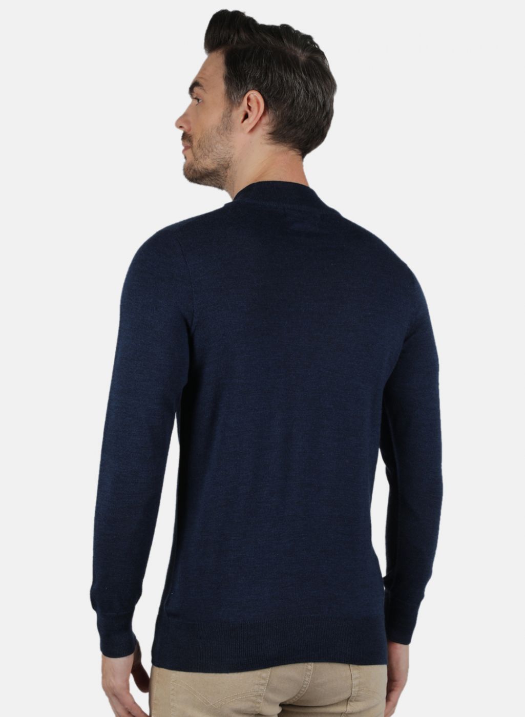 Men NAvy Blue Solid Pullover