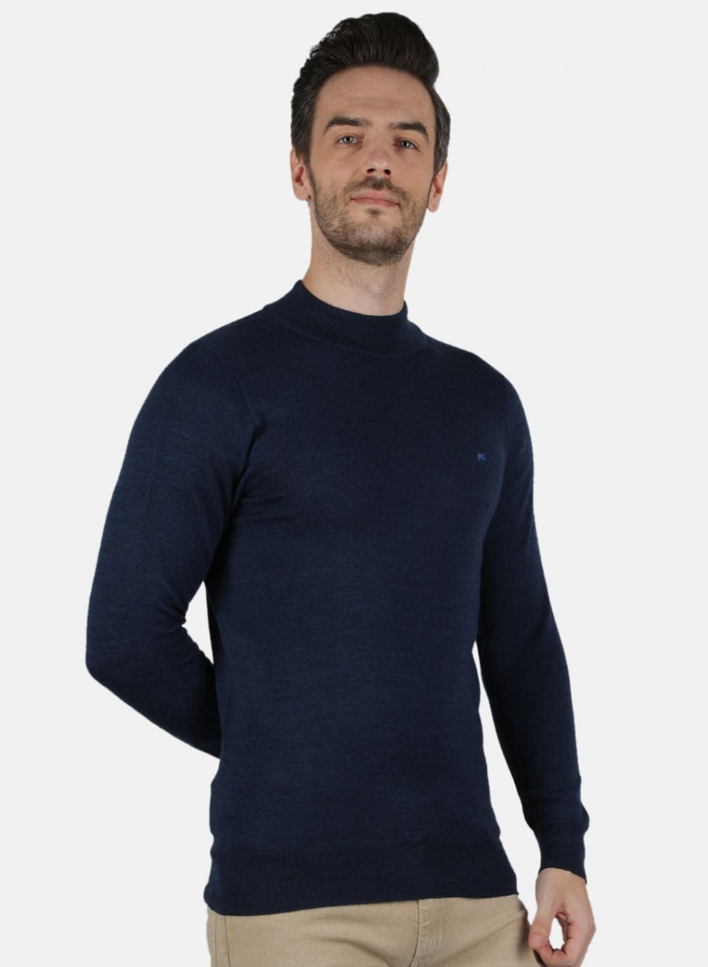 Men NAvy Blue Solid Pullover