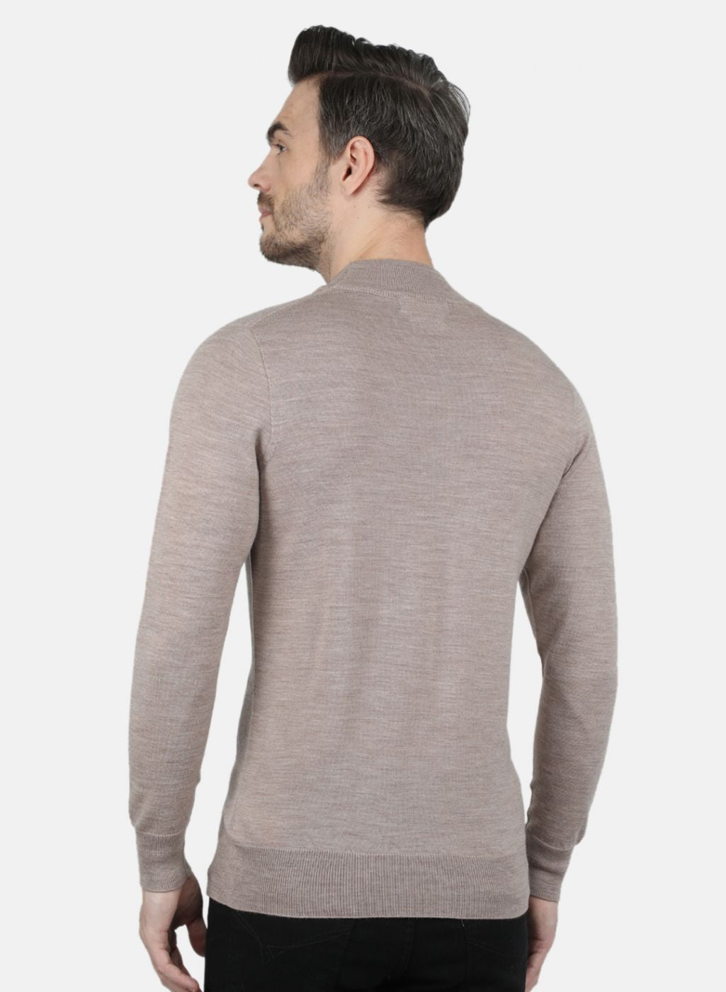 Men Beige Solid Pullover