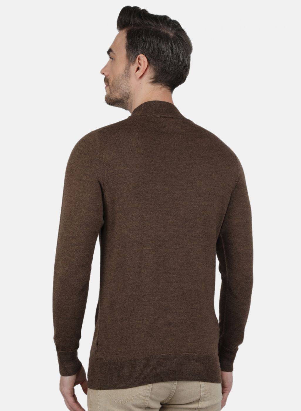 Men Brown Solid Pullover