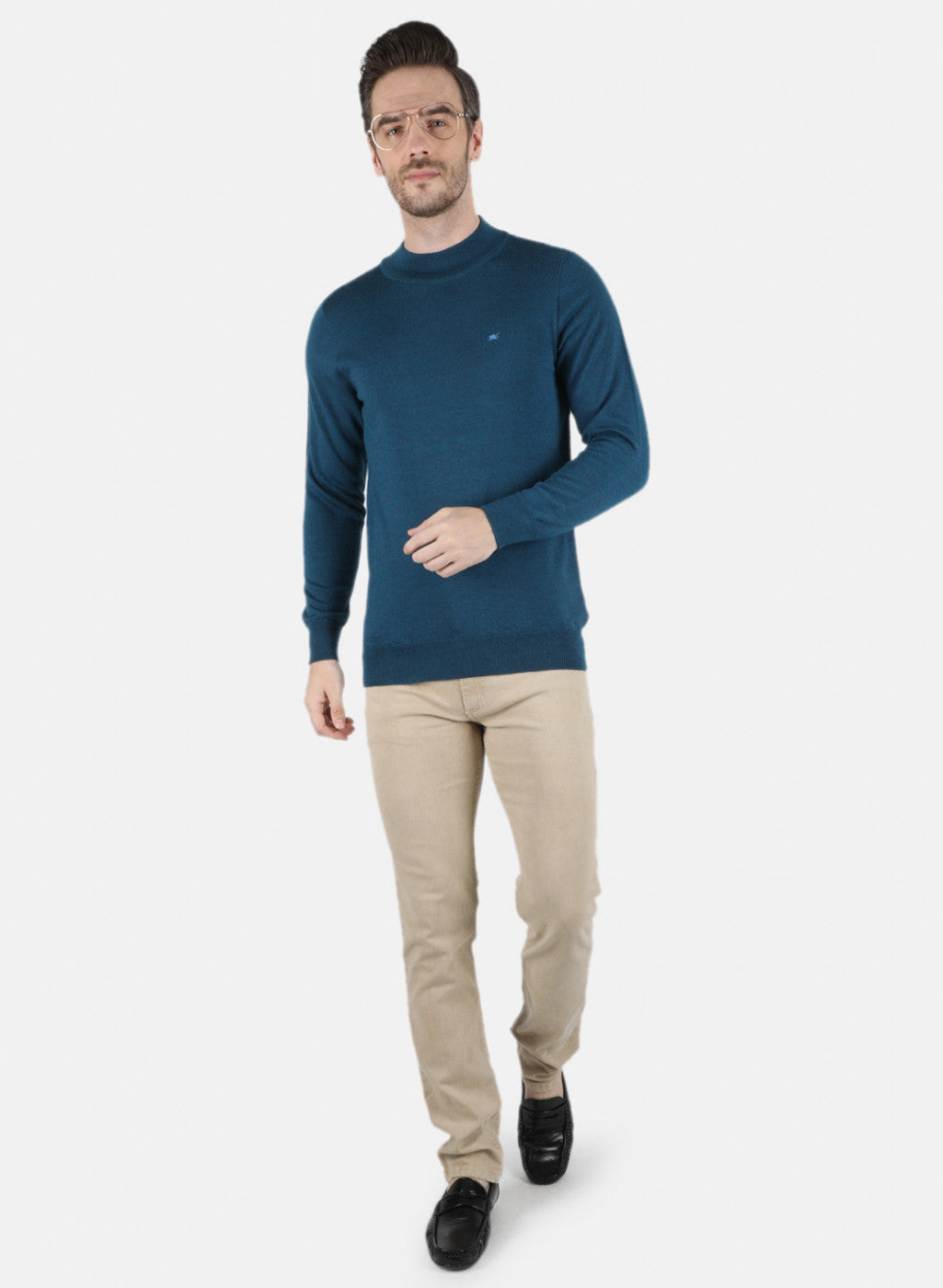 Men Blue Solid Pullover