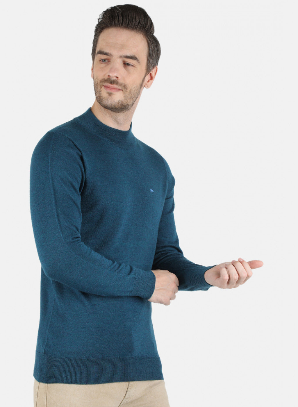 Men Blue Solid Pullover