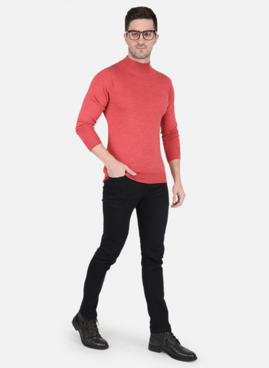 Men Red Solid Pullover