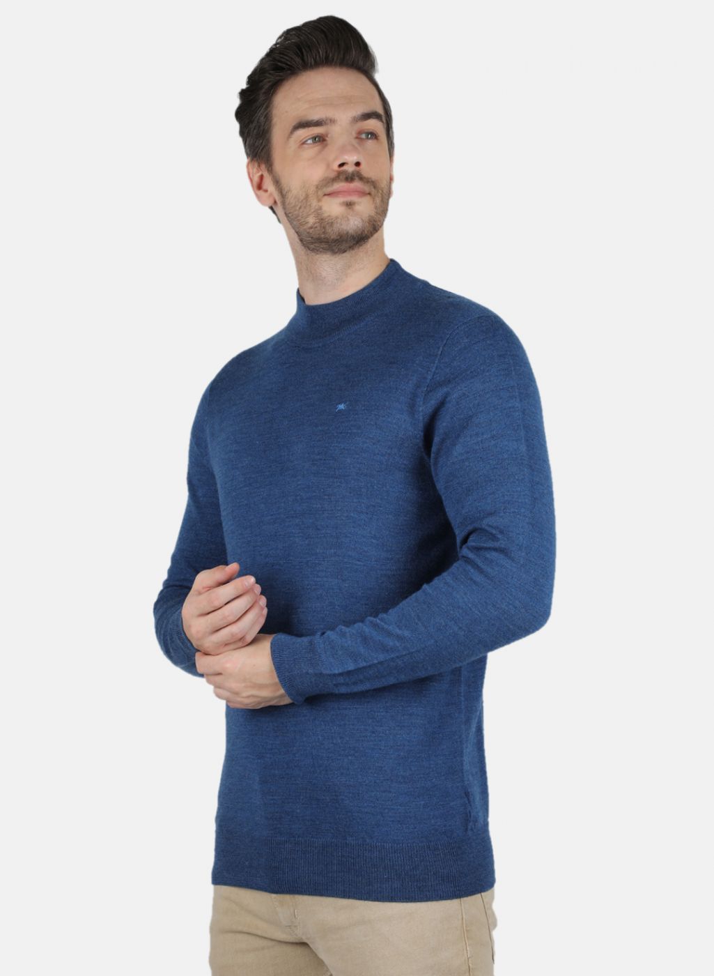 Men Blue Solid Pullover