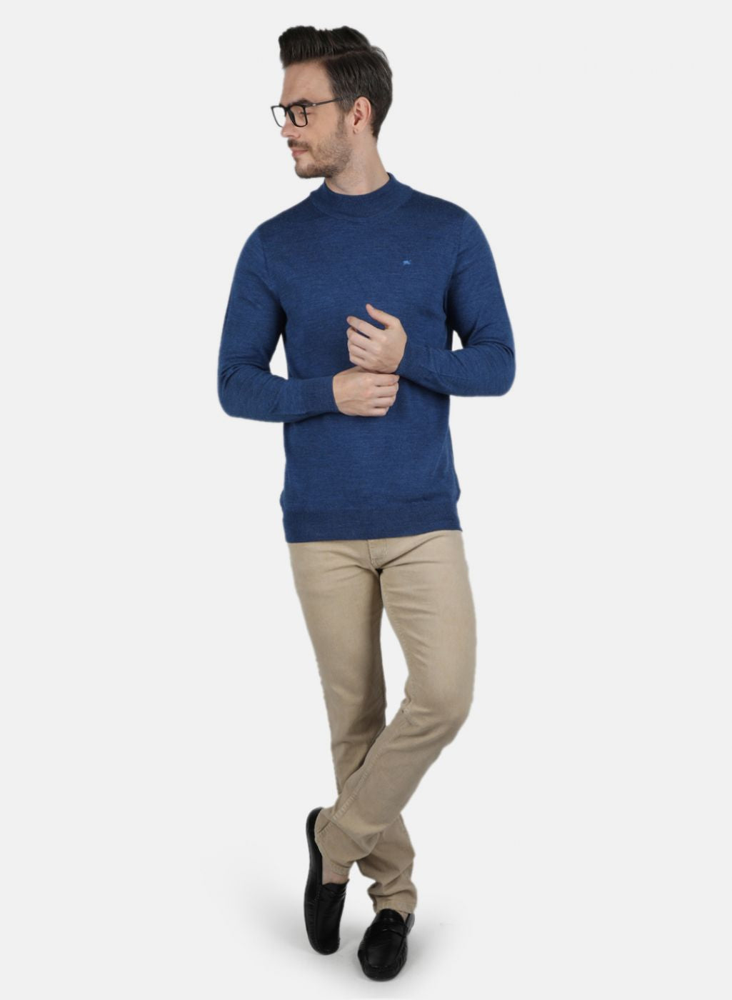 Men Blue Solid Pullover