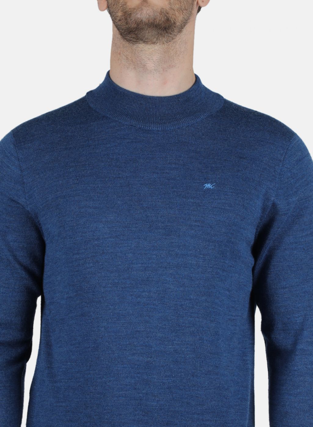 Men Blue Solid Pullover