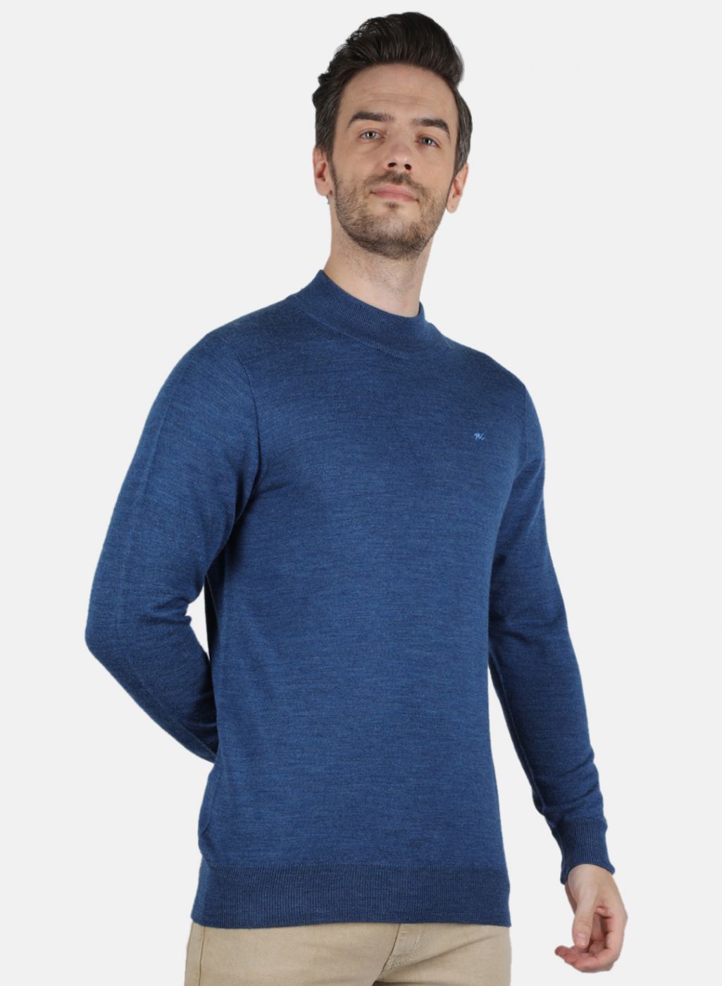 Men Blue Solid Pullover