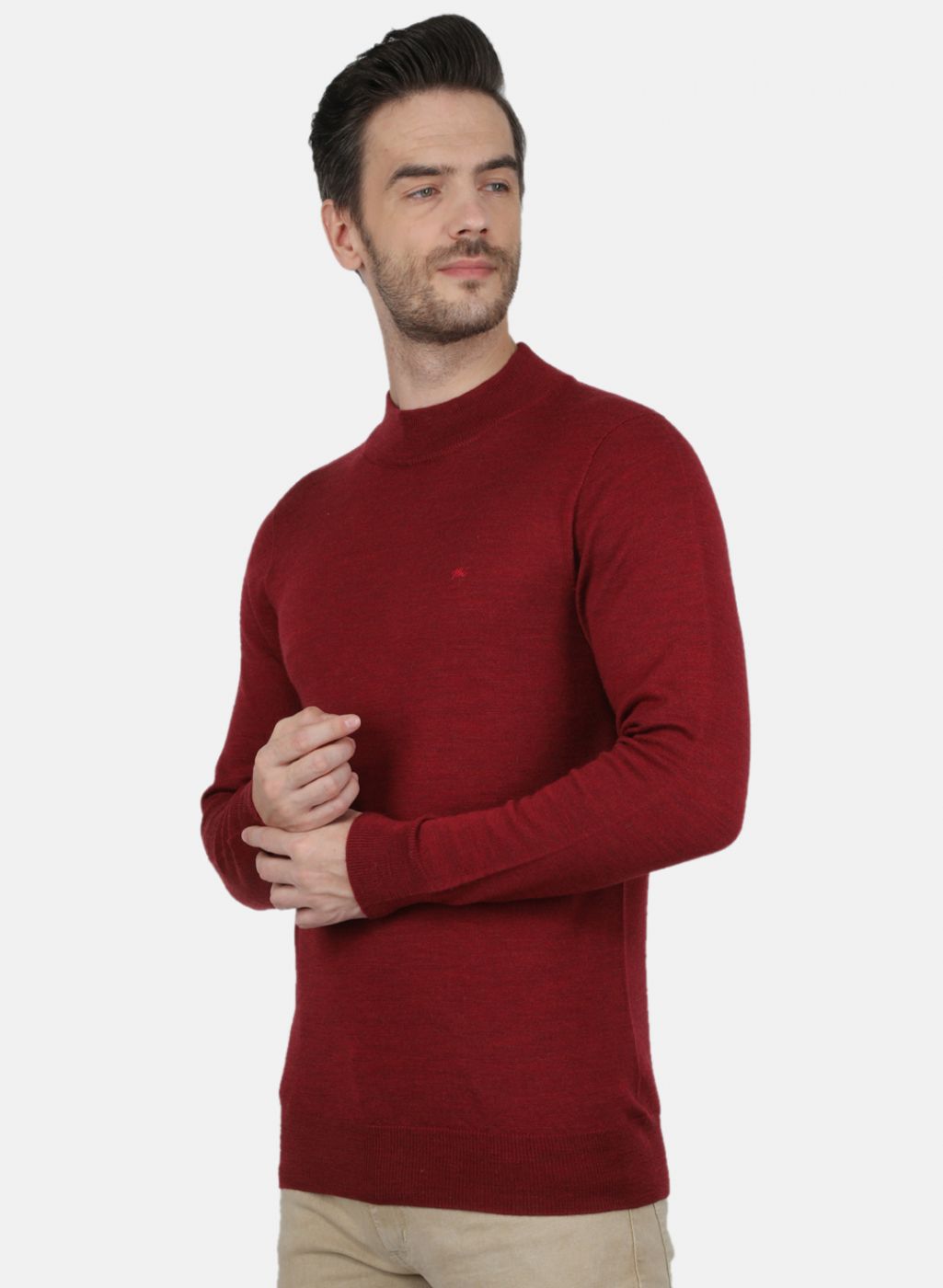 Men Maroon Solid Pullover