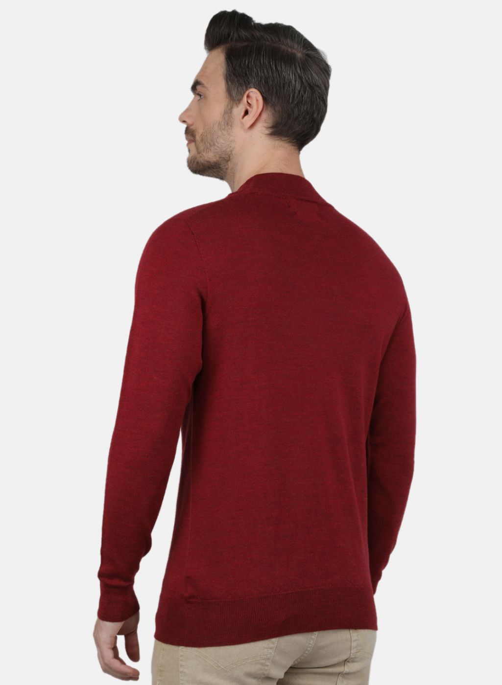 Men Maroon Solid Pullover