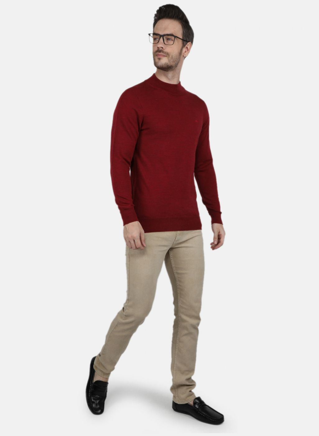 Men Maroon Solid Pullover