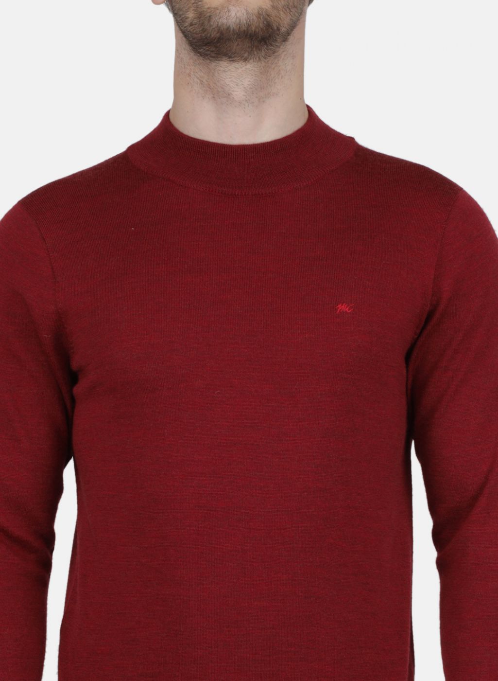 Men Maroon Solid Pullover