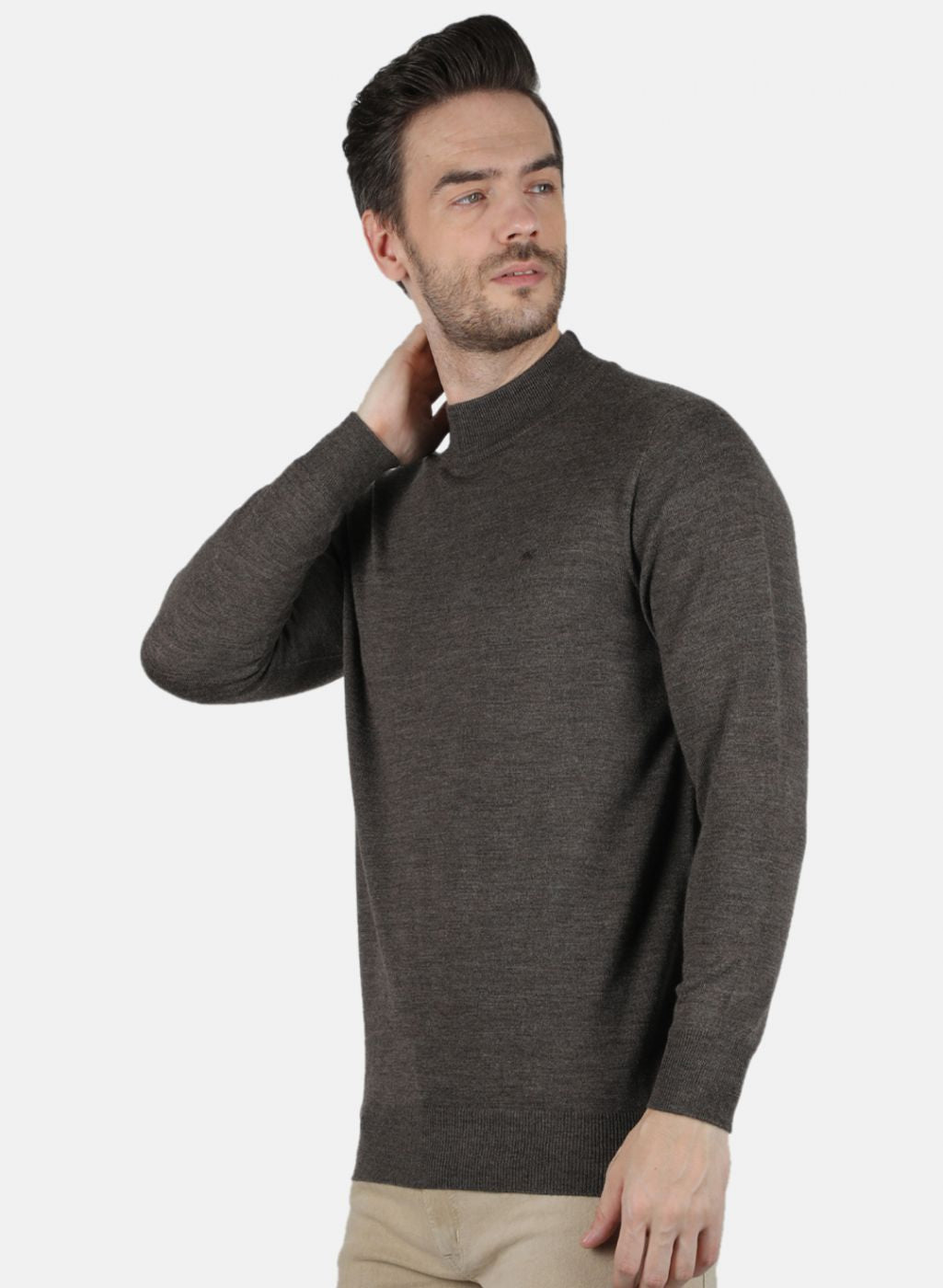 Men Brown Solid Pullover