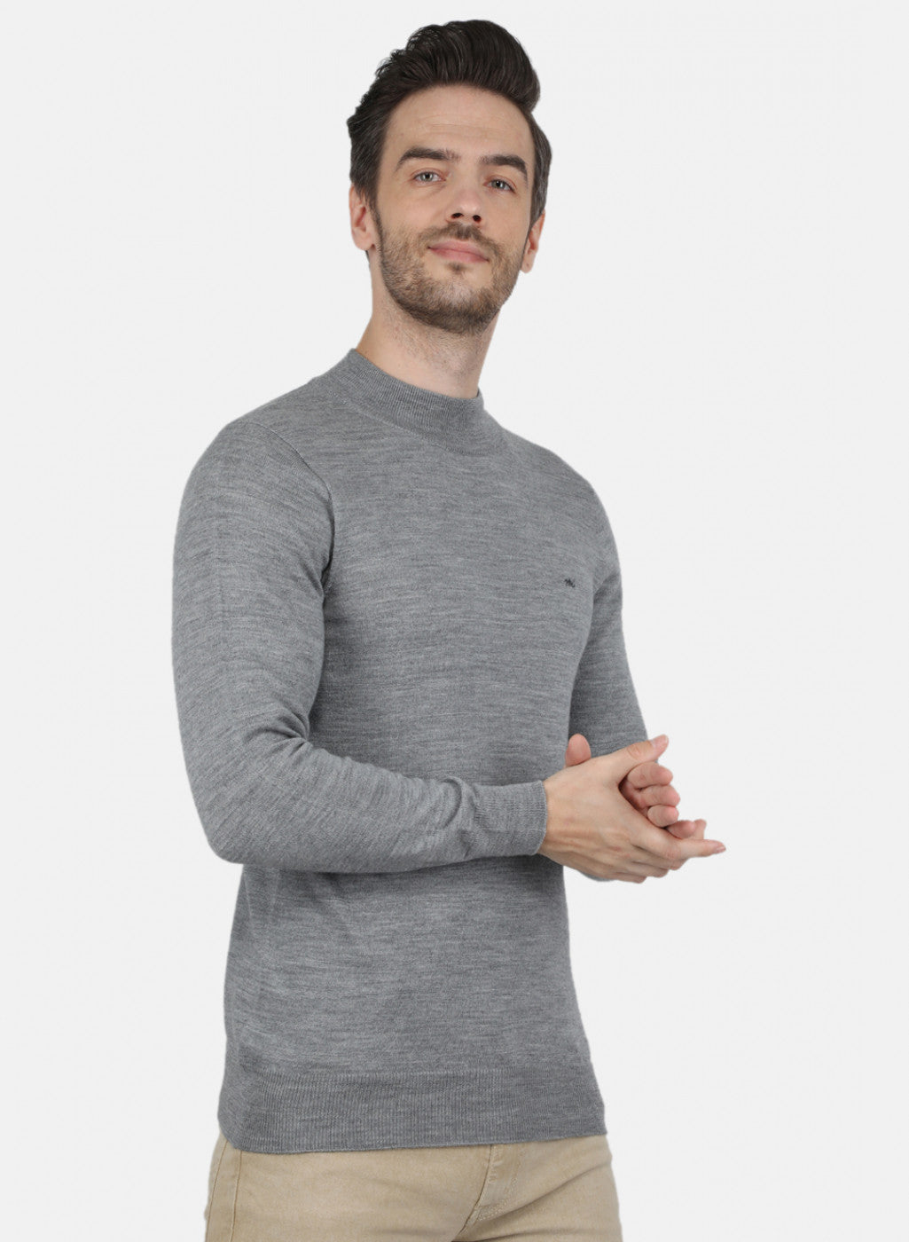 Men Grey Solid Pullover