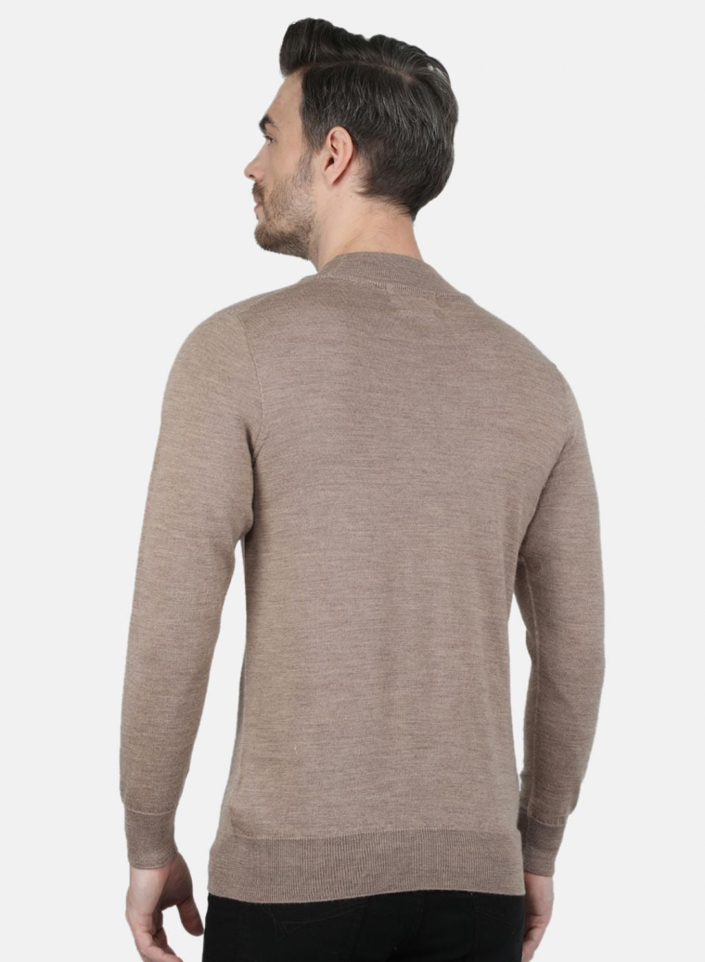 Men Beige Solid Pullover