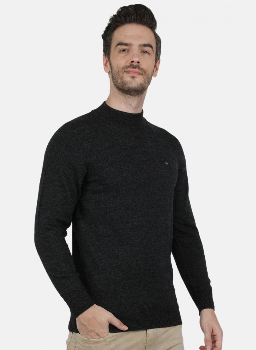 Men Grey Solid Pullover