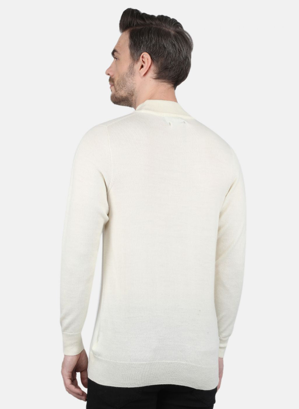 Men Off White Solid Pullover