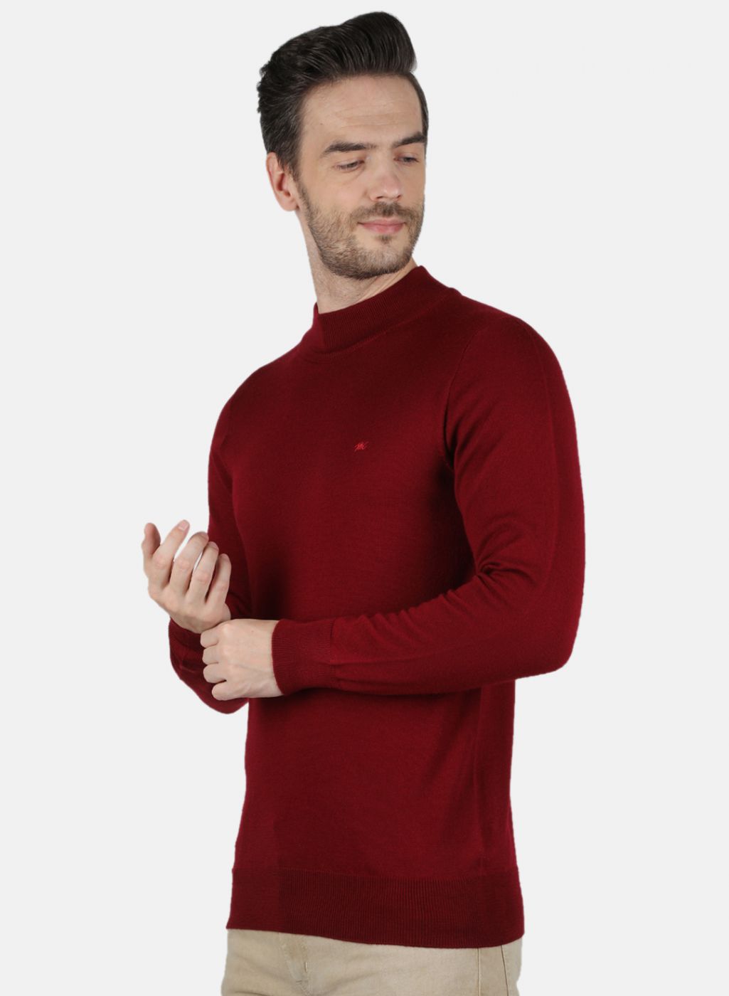 Men Maroon Solid Pullover