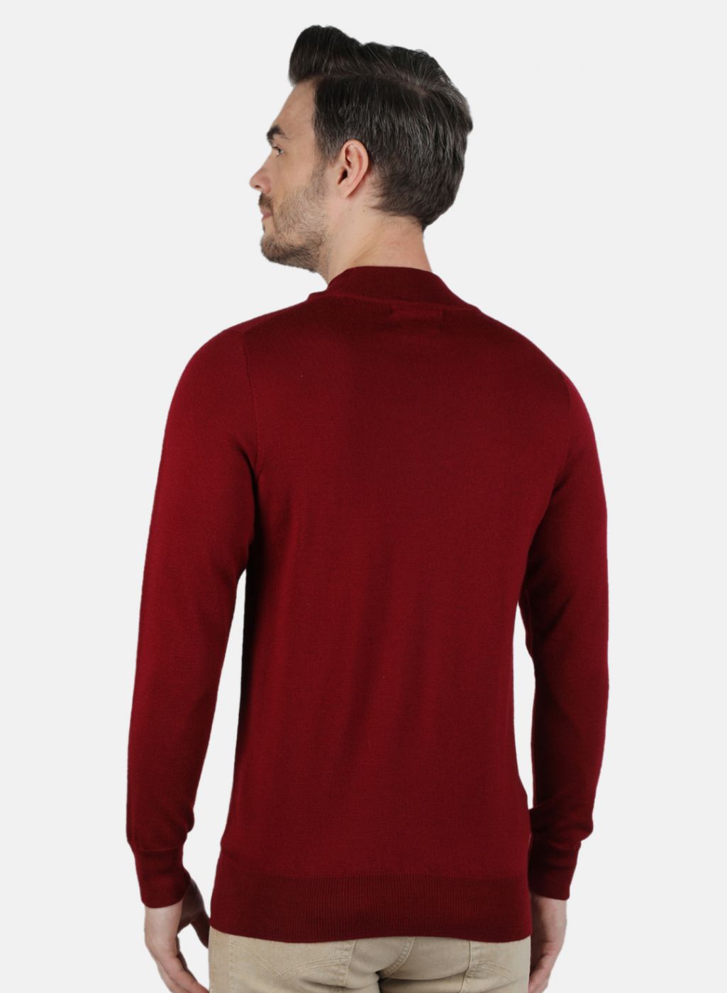 Men Maroon Solid Pullover