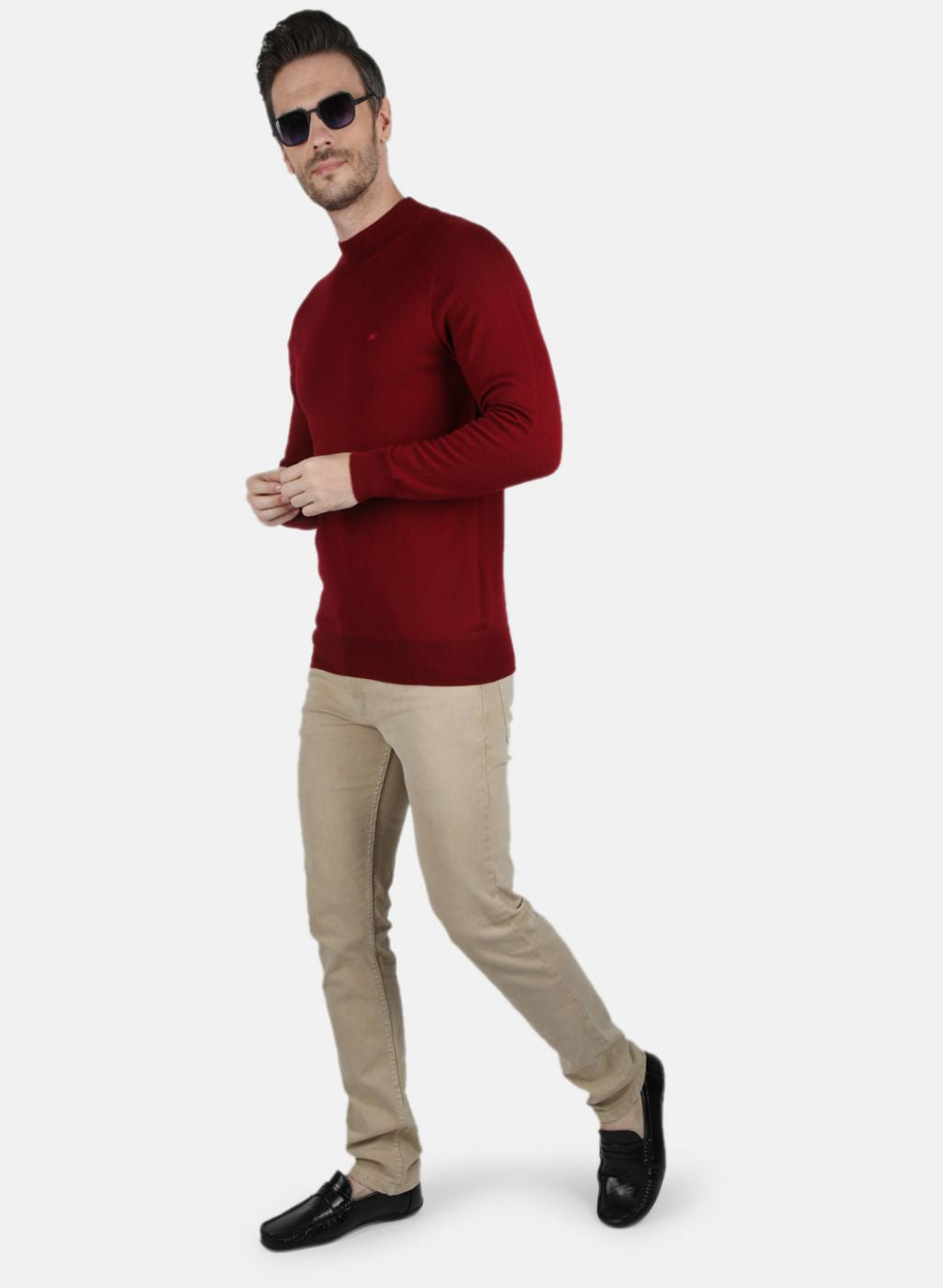 Men Maroon Solid Pullover