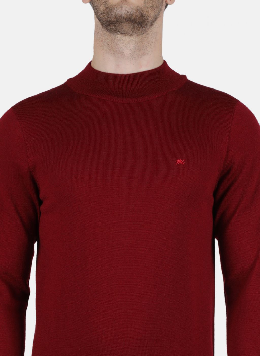 Men Maroon Solid Pullover