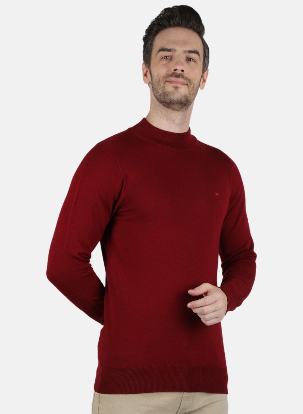 Men Maroon Solid Pullover