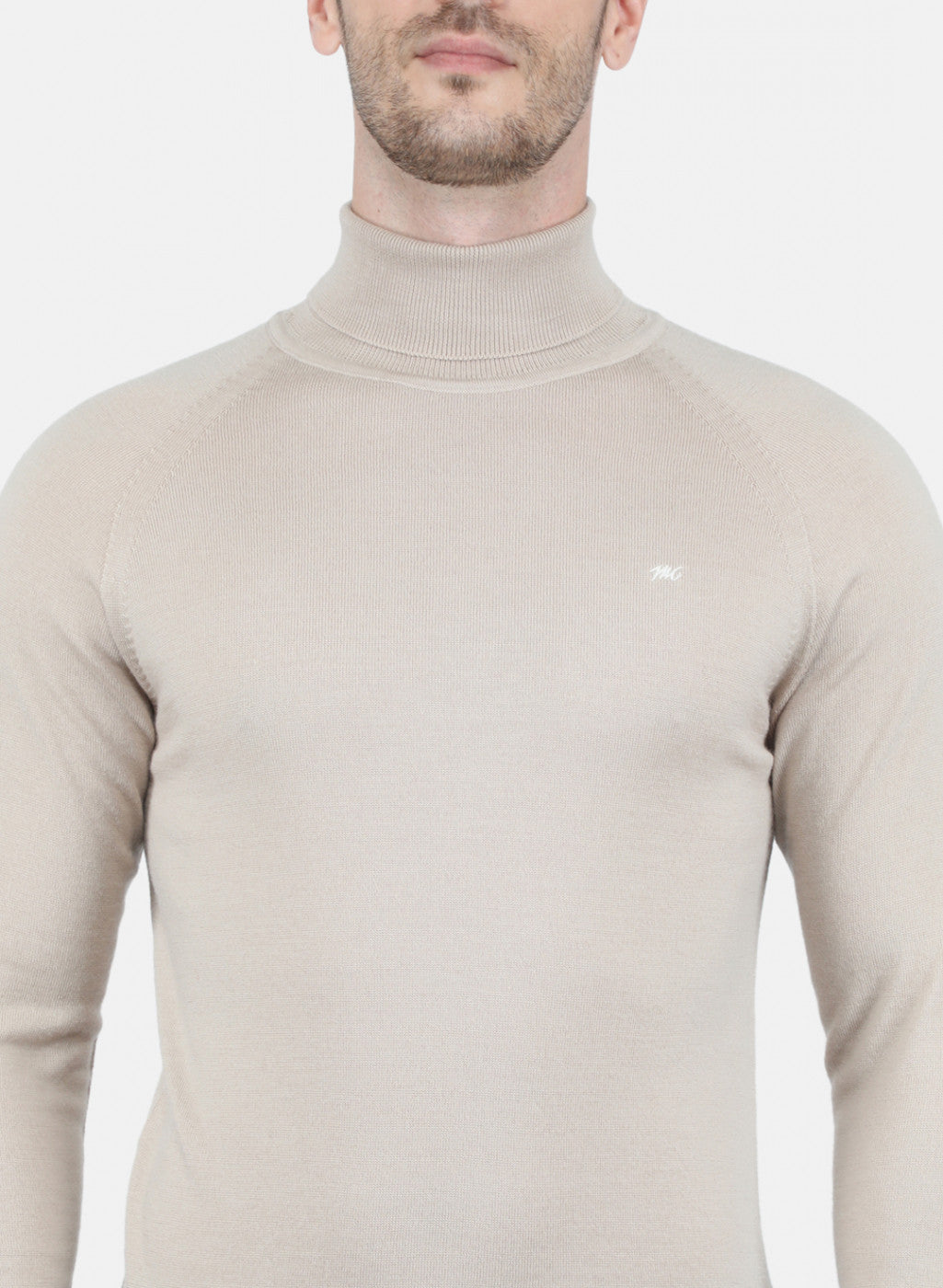 Men Beige Solid Pullover